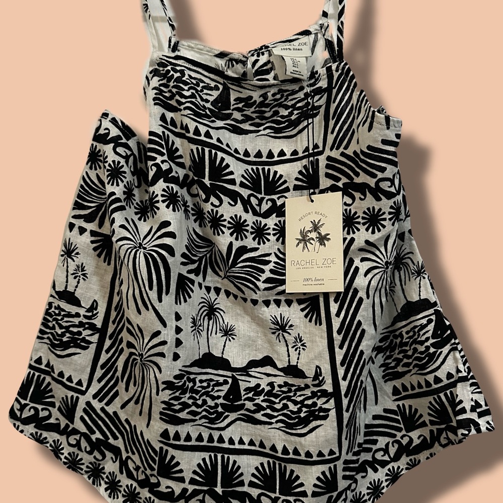 Rachel Zoe Monochrome Tropical Print Dress